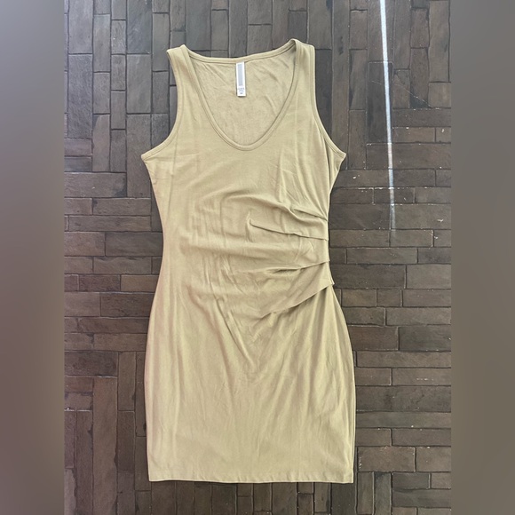 ATHLETA SHADOW OLIVE SLEEVELESS RUCHED BODYCON DELLA DRESS - Picture 5 of 8